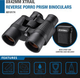 Barska 8x42mm X-Trail Binoculars – Compact High Power, Ruby Multi-Coated Optics, 42mm Lens, Rubber Grip, Center Focus, for Bird Watching & Hunting