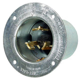 Flanged Locking Inlet, Non-NEMA, 50 A, 250/600V AC, Three Phase, 3 Pole, Flush Mount, Silver