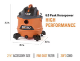RIDGID 14 Gallon 6.0 Peak Horsepower NXT Wet Dry Shop Vacuum (open box)