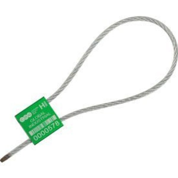 Global Industrial„¢ Metal Cable Seal, 1/8"x12"L, Green, 50/Pack