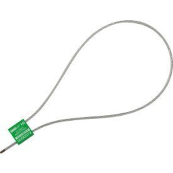 Global Industrial„¢ Metal Cable Seal, 1/8"W x 24"L, Green, 50/Pack
