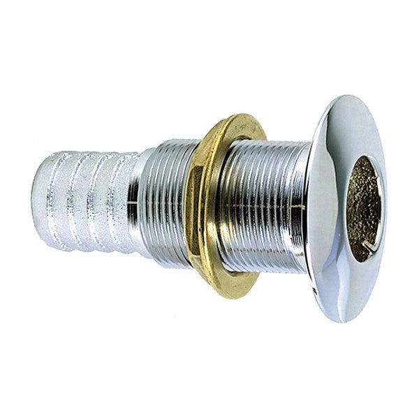 1" Thru-Hull Fitting F/ Hose Chrome Plated Bronze