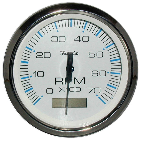 Chesapeake White SS 4" Tachometer w/Hourmeter - 7, 000 RPM (Gas -