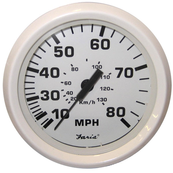 Dress White 4" Speedometer - 80MPH (Mechanical)