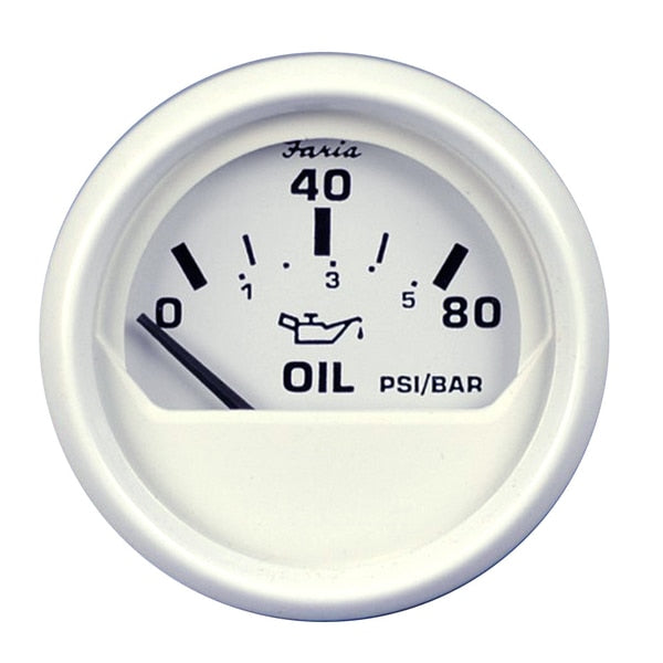 Dress White 2" Oil Pressure Gauge - 80 PSI