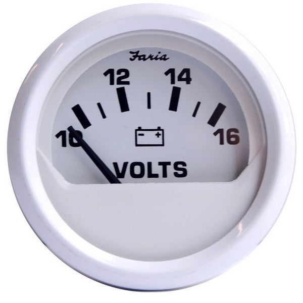 Dress White 2" Voltmeter (10-16 VDC)