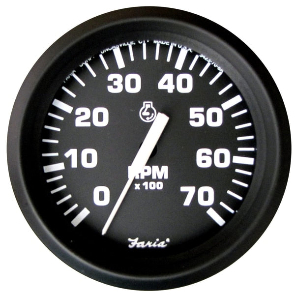 Euro Black 4" Tachometer - 7, 000 RPM (Gas - All Outboard)