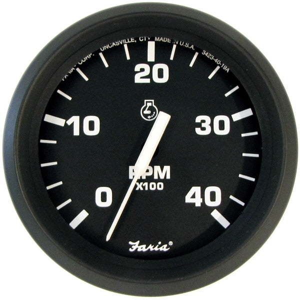Euro Black 4" Tachometer - 4, 000 RPM (Diesel - Mechanical Takeof
