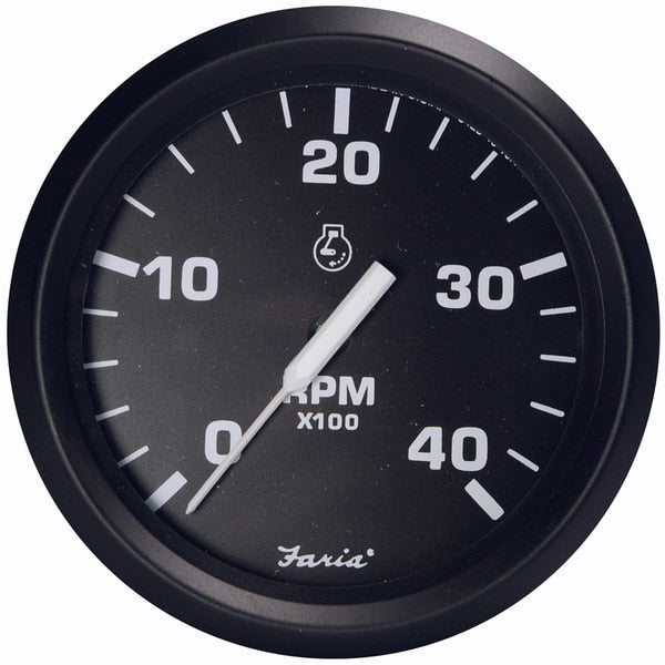 Euro Black 4" Tachometer - 4, 000 RPM (Diesel - Magnetic Pick-Up)