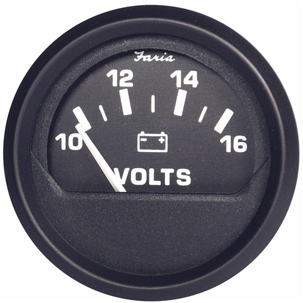 Euro Black 2" Voltmeter (10-16 VDC)