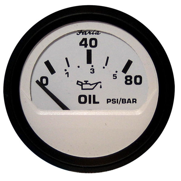 Euro White 2" Oil Pressure Gauge - 80PSI