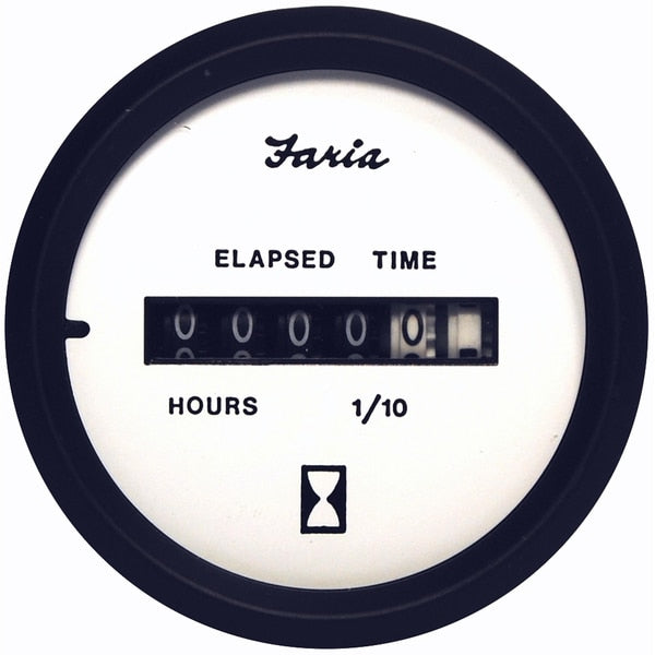 Euro White 2" Hourmeter (10, 000 Hrs) (12-32 VDC)