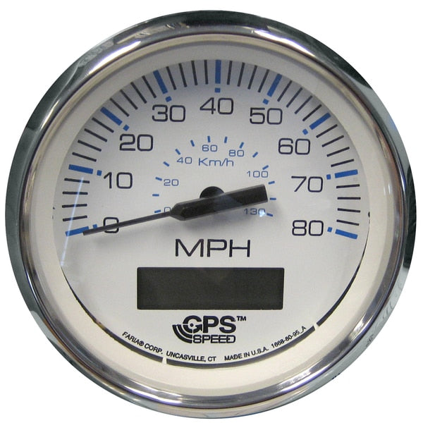 Chesapeake White SS 4" Speedometer - 80MPH (GPS)