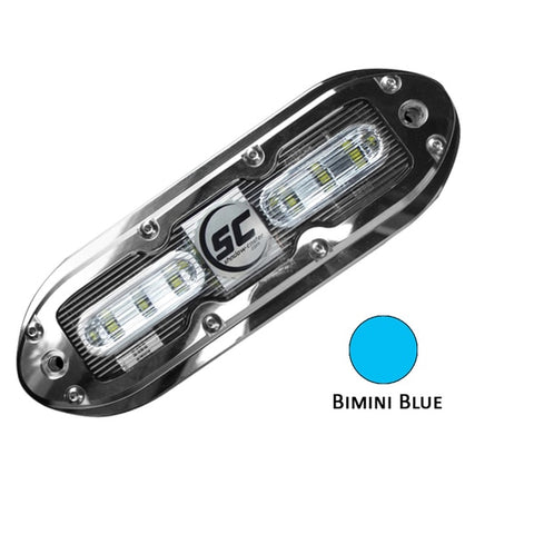 SCM-6 LED Underwater Light w/20' Cable - 316 SS Housing - Bimini Blue