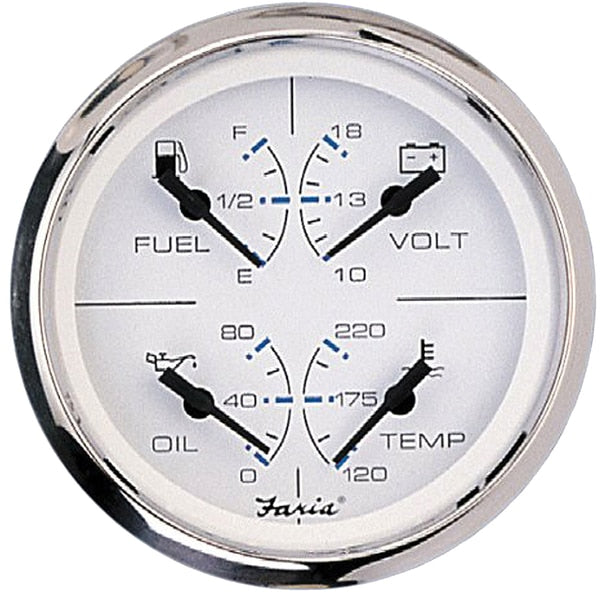 Chesapeake SS White 4" Multifunction 4-in-1 Combination Gauge w/