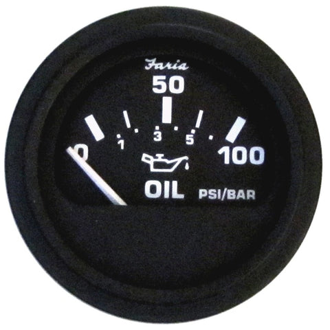 2" Euro Black Oil Pressure Gauge - 100 PSI
