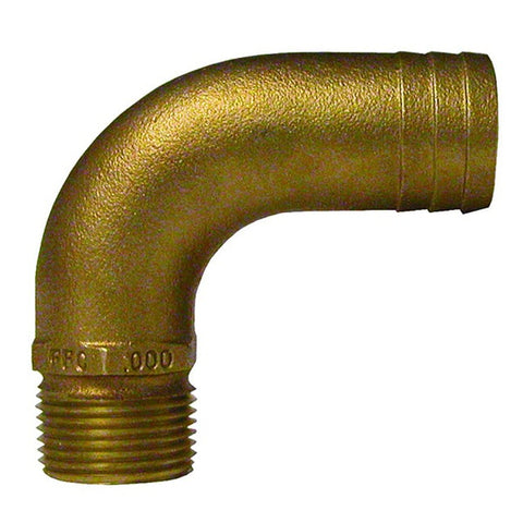 1/2" NPT x 3/4" ID Bronze Full Flow 90 Elbow Pipe to Hose Fitti