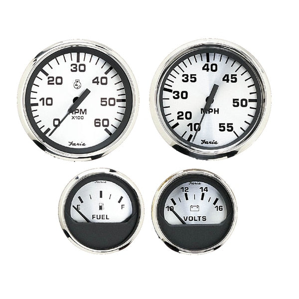 Spun Silver Box Set of 4 Gauges f/Outboard Engines - Speedometer