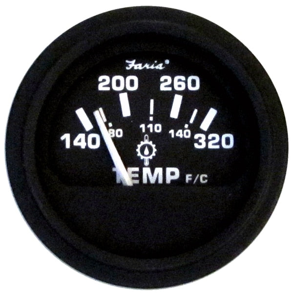 2" Heavy-Duty Oil/Temp Gauge (140-320 F/C) - Black *Bulk Case of