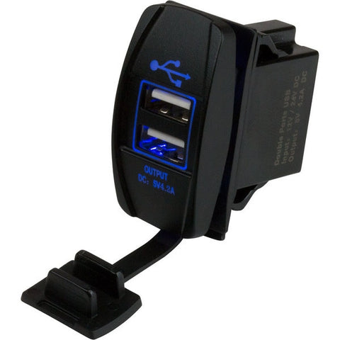 Dual USB Rocker Switch Style Power Socket