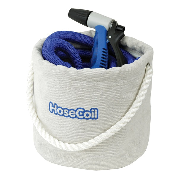 Canvas Bucket W/75' Expandable Hose,  Rubber Tip