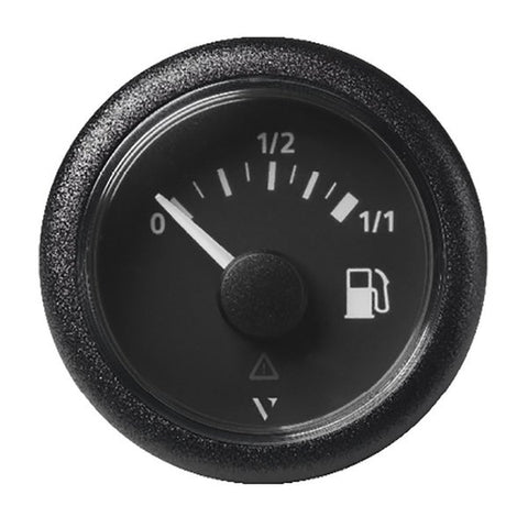52mm (2-1/16 Inch) ViewLine Fuel Tank Level Gauge - 0 to 1/1 - Black Dial  and amp Round Bezel