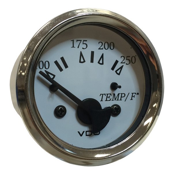 Cockpit Marine 52MM (2-1/16") Water Temp. Gauge - 0-250°F - Wh