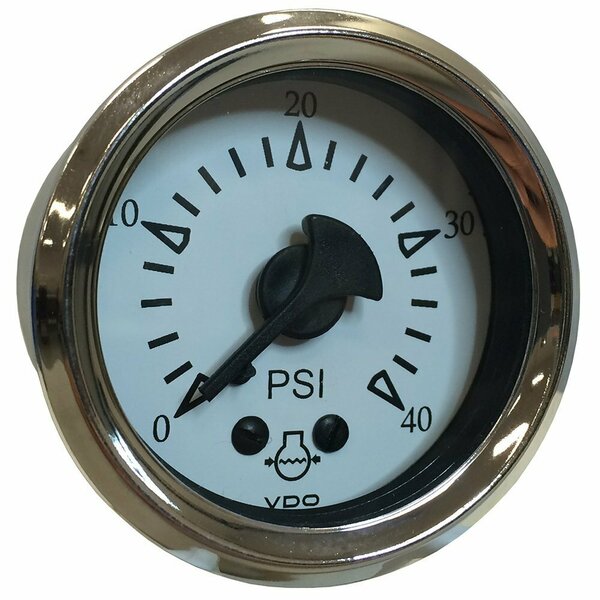 Cockpit Marine 52MM 2-1/16 in. Mechanical Water Pressure Gauge,  White Dial/Chrome Bezel