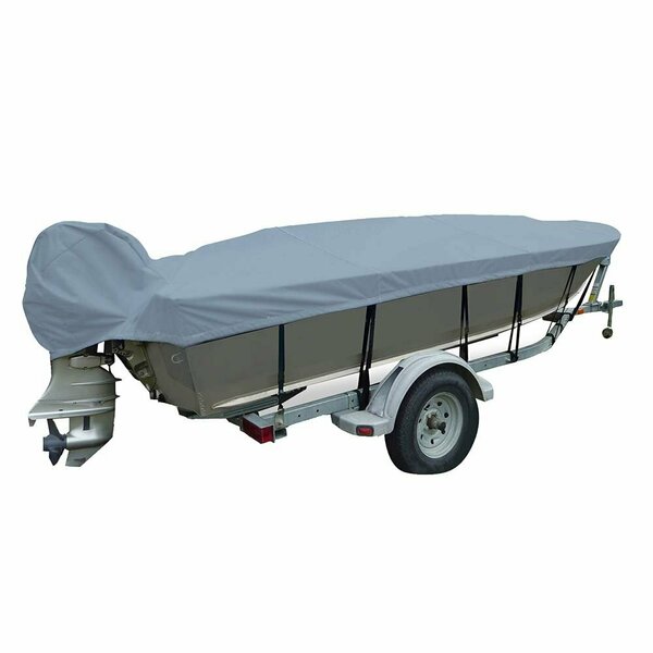 Carver Poly-Flex II Wide Series Styled-to-Fit Boat Cover f/13.5' V-Hull Fishing Boats, Grey