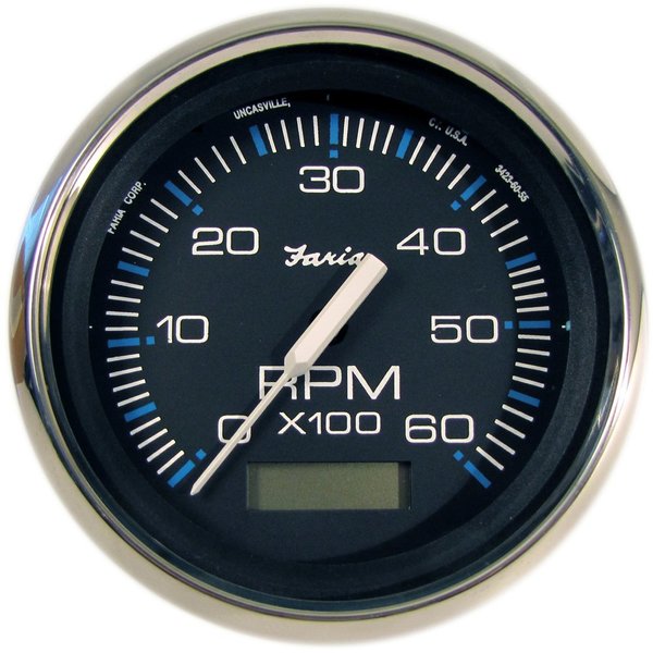 Chesapeake Black 4 Tachometer Hourmeter 6000 Rpm