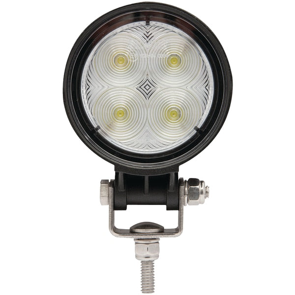 White LED Flood Beam Round Work Light, 12/24V, 4 LEDs, 670 Lumens