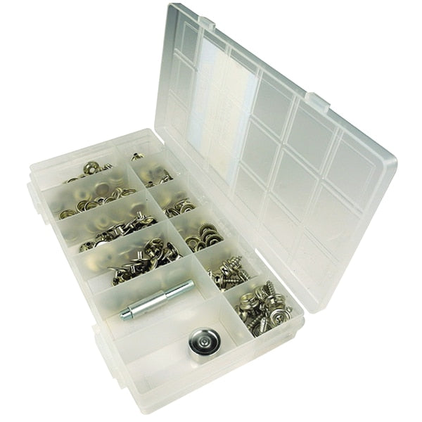 Nickel Plated Brass Canvas Snap Kit With Tool - 144 Piece