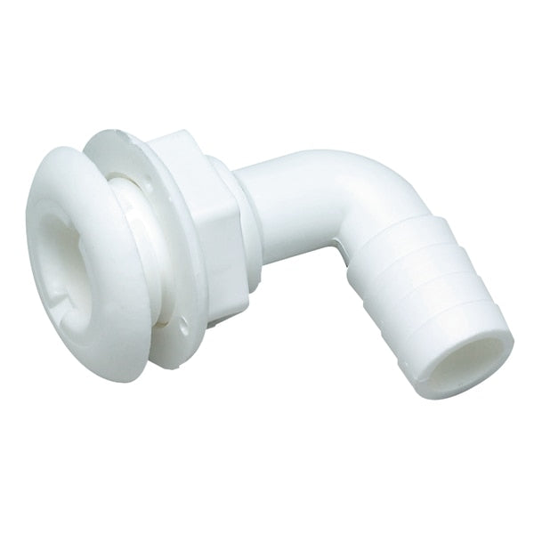 90 Degree Plastic Thru-Hull, One Nut Application, White