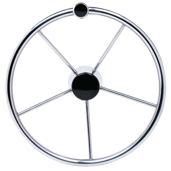 5 Spoke 15" SS Destroyer Wheel w/Turning Knob & Black Center Cap