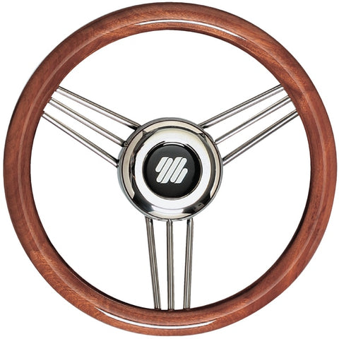 13.8" Non-Magnetic Stainless Steel Steering Wheel with Mahogany Grip