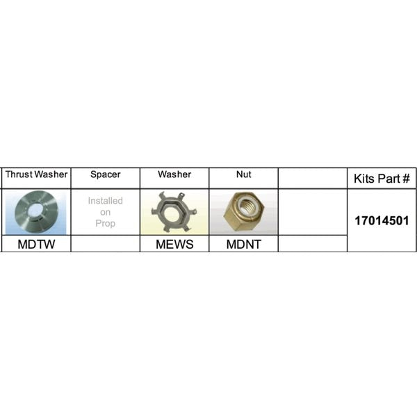 Fixed Hub Propeller Hardware Kit - Mercury,  Type D