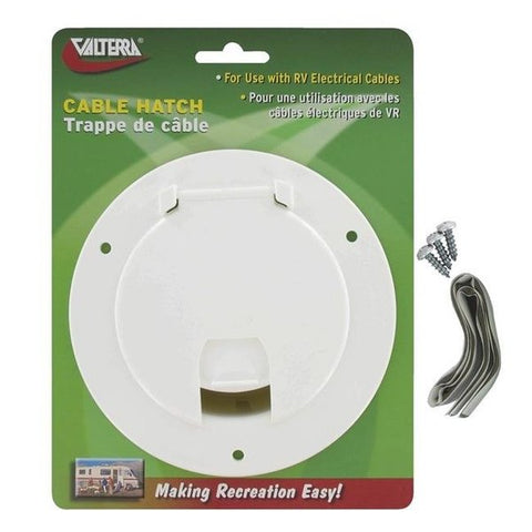 Valterra V46-A102135VP Large Round Cable Hatch; White - Carded
