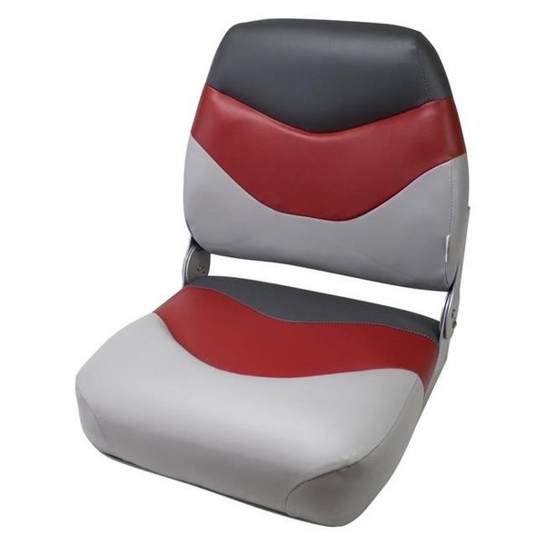 Wise 8WD999PLS-841 Tracker Style Mid Back Fishing Seat - Marble; Dark Red & Charcoal