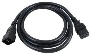 Mains Power Cord, IEC 60320 C20 to IEC 60320 C19, 1.8 m, 20 A, 250 VAC, Black