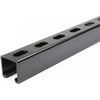 Single Channel Strut, Slotted, Steel, Painted, 9/16 in x 1-1/8 in Hole Size, Black
