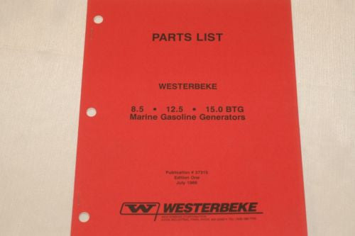 Westerbeke 37315 Parts List for 8.5, 12.5, and 15 BGT marine gas generators Books and Manuals part from MarineSurplus.com