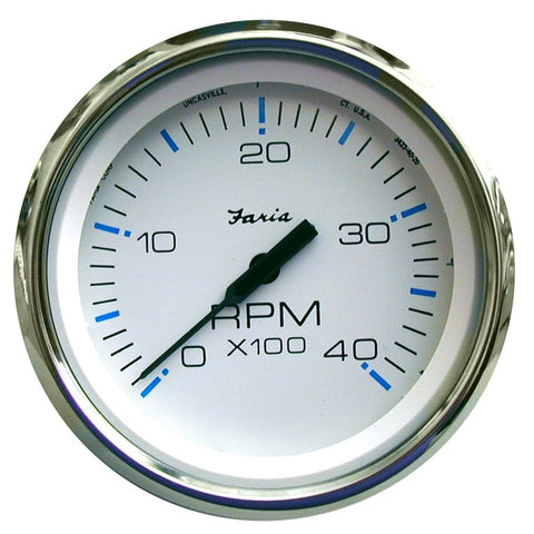 Chesapeake White SS 4" Tachometer - 4, 000 RPM (Diesel - Mechanic