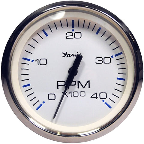 Chesapeake White SS 4" Tachometer - 4, 000 RPM (Diesel - Magnetic