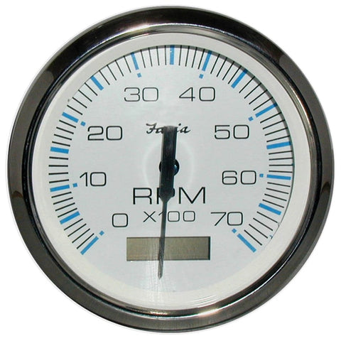 Chesapeake White SS 4" Tachometer w/Hourmeter - 7, 000 RPM (Gas -