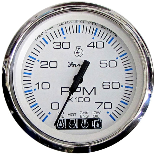 Chesapeake White SS 4" Tachometer w/Systemcheck Indicator - 7, 00