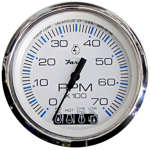 Chesapeake White SS 4" Tachometer w/Systemcheck Indicator - 7, 00