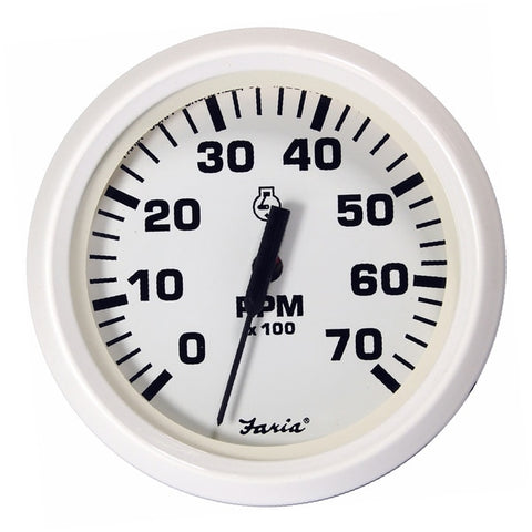 Dress White 4" Tachometer - 7, 000 RPM (Gas - All Outboards)