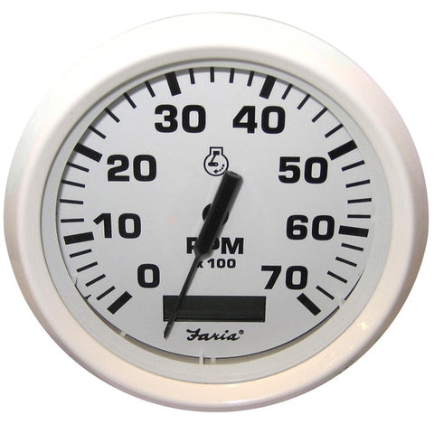 Dress White 4" Tachometer w/Hourmeter - 7, 000 RPM (Gas - Outboar
