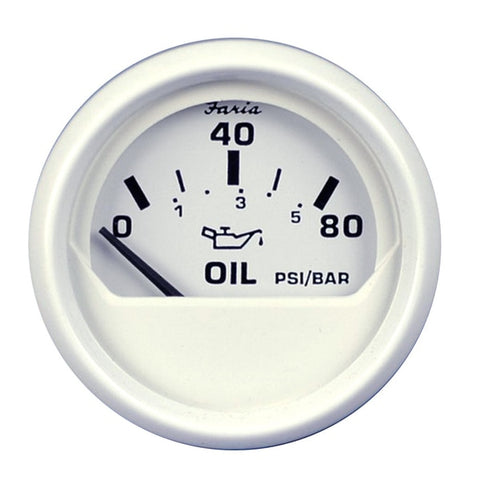 Dress White 2" Oil Pressure Gauge - 80 PSI