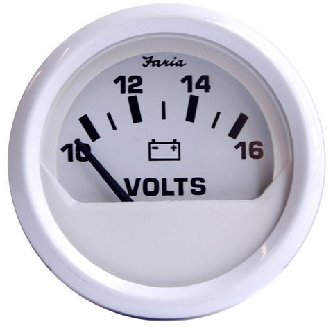 Dress White 2" Voltmeter (10-16 VDC)